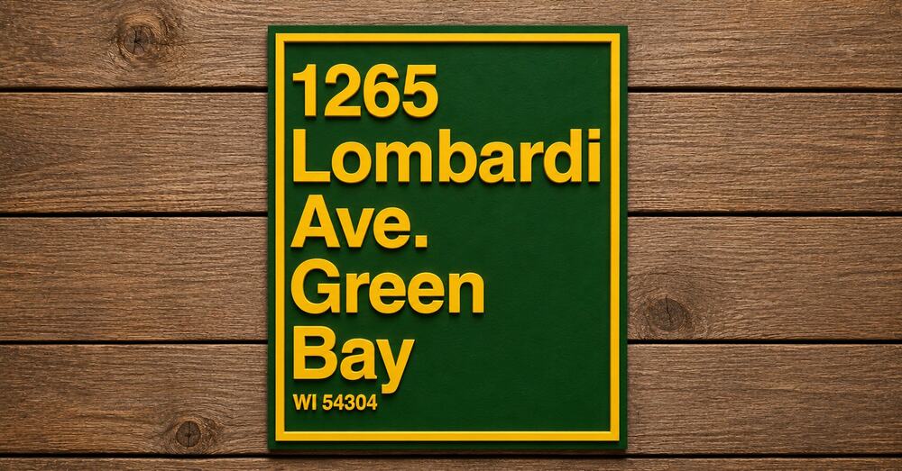 1265 Lombardi Ave Green Bay Wisconsin Sign Packers Address Football